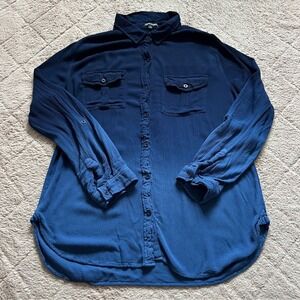 Dear John Ombré‎ Button Down Blouse Preppy Minimalist Capsule Western Size S